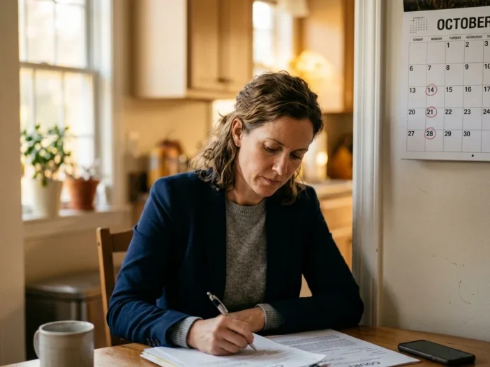 DUI probation paperwork and check-in calendar on a kitchen table